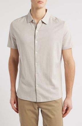 Robert Barakett Bunbury Check Short Sleeve Cotton Knit Button-Up Shirt in Tan at Nordstrom Rack, Size Xx-Large