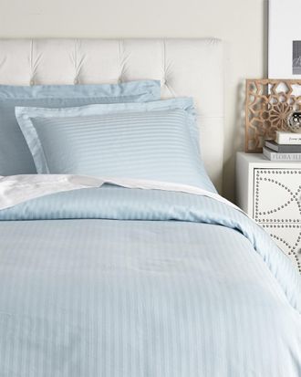 Superior Discontinued Superior 400 Thread Count Combed Cotton Stripe Duvet Cover Set