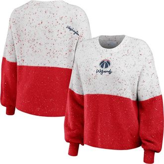 WEAR by Erin Andrews Womens WEAR by Erin Andrews White/Red Washington Wizards Color-Block Pullover Sweater at Nordstrom, Size X-Large