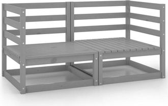 vidaXL Sofá de jardín 2 plazas gris madera maciza pino Vidaxl