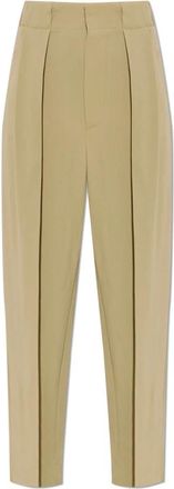Victoria Beckham Pliss&eacute; Broek - Dames - Broeken - Groen - 2XS - Leer - Broeken