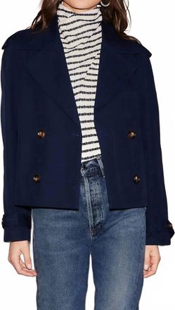 Fifteen Twenty Chelsea Cropped Trench Jacket In Navy