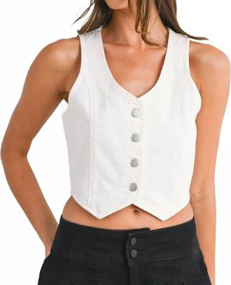 Just USA Classic Denim Vest In White