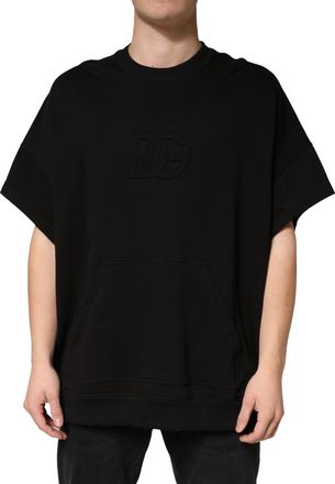 Dolce & Gabbana Black Cotton Crewneck Short Sleeve Mens T-Shirt