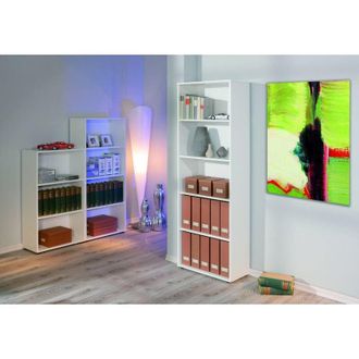 Dmora Libreria Djame, Scaffale da ufficio, Mobile portalibri, Biblioteca, 60x30 h180 cm, Bianco - Dmora