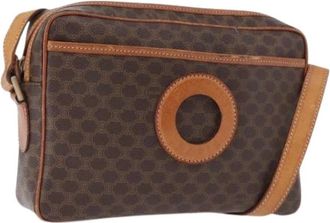 Celine Pre-owned Vintage Macadam Canvas Shoulder Bag - Dames - Vintage Schoudertas - Bruin - ONE Size - Leer - Vintage