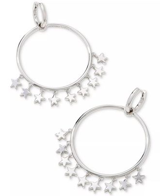 Kendra Scott Womens Star Circle Charm Convertible Hoop Earrings In Rhodium Metal
