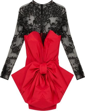 Moschino Jurk met strikceintuur - Dames - Feestkleedjes - Veelkleurig - M - Leer - Kleedjes