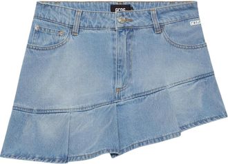 GCDS Gcds, Rokken, Dames, Blauw, W24, Katoen, Asymmetrische geplooide minirok