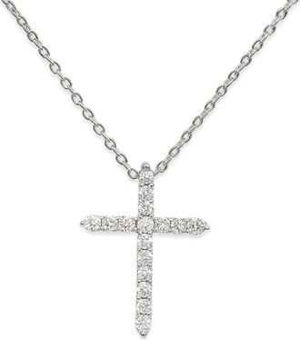 Hollywood Sensation White Gold Cubic Zirconia Cross Necklaces in Silver at Nordstrom