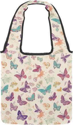 Generic Aesthetic Beautiful Butterflies Reversible Canvas Shoulder Tote - Double-Sided Print, 12oz Cotton, 27cm Drop, Fold-Flat Bag for Travel, Shopping, Stre