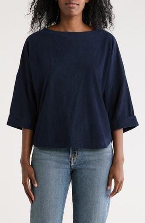Max Studio Long Sleeve Knit Corduroy Top in Navy at Nordstrom Rack, Size X-Large