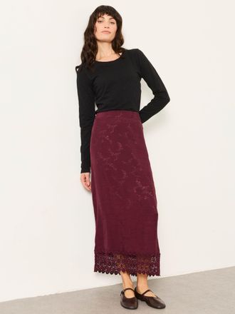 Fat Face FatFace Sophie Dark Purple Regular Jacquard Midaxi Skirt
