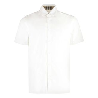 Burberry Short Sleeve Shirts, male, White, Size: S Short sleeve cotton shirt