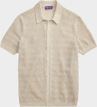 Ralph Lauren Purple Label Textured Cotton Short-Sleeve Cardigan