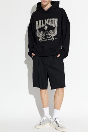 Balmain Sweatshirt With Shimmering Appliqu&eacute;s, Mens, Black