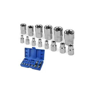 OEM Juego De 14 Llaves De Vaso, Llaves Hexagonales E4-e24 En Rieles De 1/4, 1/2 Y 3/8, Llaves De Vaso De Acero Cromo Vanadio, Llave Hexagonal, Estrella