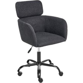 Beliani Silla De Escritorio Oficina Giratoria Moderna Altura Regulable De Boucl&eacute; Negro Alena