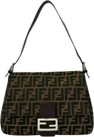 Fendi Pre-owned Shoulder Bags, female, Brown, Size: ONE SIZE Pre-owned Canvas Shoulder Bag