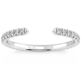 Pompeii3 1/2Ct Pave Diamond Open Wedding Ring 14k Gold Stackable Band Lab Grown