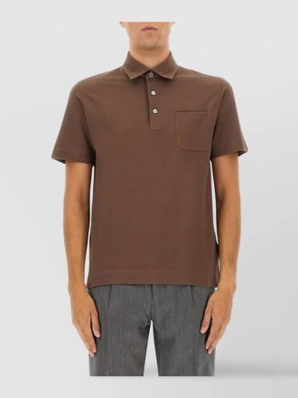 Ermenegildo Zegna polo shirt with chest pocket and short sleeves
