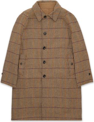 Fortela Stanford Check Wool Double-Faced Single-Breasted Coat in Beige at Nordstrom, Size 46 Eu