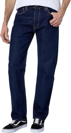 Levi's Mens Levis 501 Original Jeans Blue Cotton 5-Pockets Straight Leg RED923
