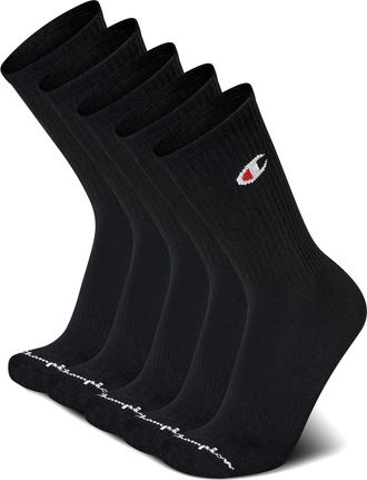 Champion Mens Crew Socks, Black, 10-13 (Pack of 5)