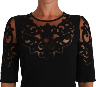 Dolce & Gabbana Womens Black Floral Cut Out Pattern Coctail Dress Viscose