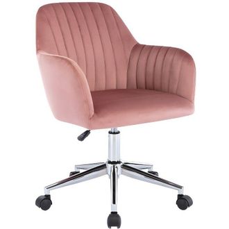 Vente-Unique Sedia da ufficio Altezza regolabile Velluto Rosa - ELEANA