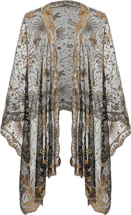 Babeyond Shawl Wraps for Women, Sequin Stars Moons Shawls and Wraps for Evening Dresses Wedding, Black Gold, One Size
