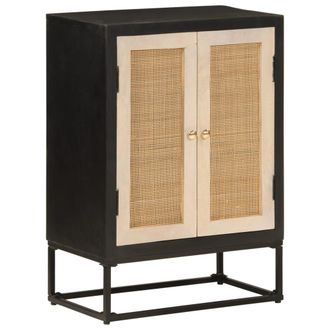 vidaXL Aparador De Hierro Y Madera Maciza De Mango Negro 55x30x76 Cm Vidaxl