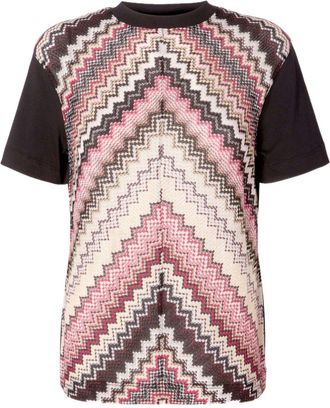 Missoni chevron-woven T-shirt - women - Rayon/Metallic Fibre/Polyamide/Cotton - S - Black