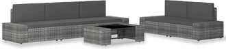 vidaXL Vidaxl - Juego De Muebles De Jard&iacute;n 6 Piezas Rat&aacute;n Sint&eacute;tico Gris
