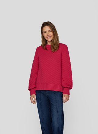 Rabe Strickpullover RABE, Damen, Gr. 38, rot (wildbeere), Strick, Obermaterial: 60% Baumwolle, 40% Polyacryl, unifarben, gerade h&uuml;ftbedeckend, Rundhals, B&uuml;