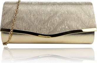 Generic Womens Glitter Envelope Clutch Bag - Elegant Evening & Party Handbag with Long Shoulder Chain, Sparkly Wedding Prom Purse for Ladies (Gold)