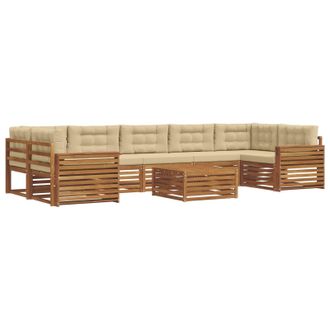 vidaXL Conjunto De Sof&aacute;s De Exterior 8 Uds. Natural Y Beige Vidaxl