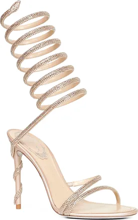 Rene Caovilla Womens Beige Margot 105 Jeweled Sandals Viscose