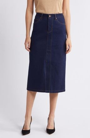 Anne Klein Denim Midi Skirt in Metropolitan Wash at Nordstrom, Size 16