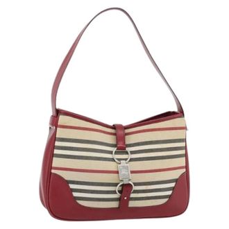 Burberry Pre-owned Shoulder Bags, female, Multicolor, Size: ONE SIZE Pre-owned Canvas Shoulder Bag