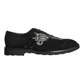 Dolce & Gabbana Zwarte Su&egrave;de Sicilia Veterschoenen Formele Schoenen - Heren - Veterschoenen - Zwart - 41 1/2 EU - Su&egrave;de - Schoenen