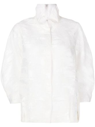Shiatzy Chen full-jacquard stand-up collar jacket - women - Mulberry Silk/Polyester/Polyamide/Cotton - 40 - White