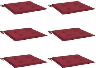 vidaXL Cojines De Silla De Jard&iacute;n 6 Uds Tela Rojo Tinto 50x50x3 Cm Vidaxl