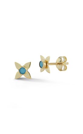 Ember Fine Jewelry 14K Gold & Turquoise Flower Stud Earrings