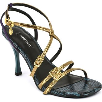 Nine West Lavva Buckle Ankle Strap Sandal in Gold at Nordstrom, Size 5.5