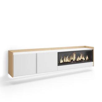 Skraut Home Skraut Home - Mueble Tv, Televisi&oacute;n, Muebles De Sal&oacute;n, Almacenaje, 212x35x50cm, Para Tv Hasta 80, Chimenea El&eacute;ctrica Xxl, Colgado, Suspendido, Led, Es