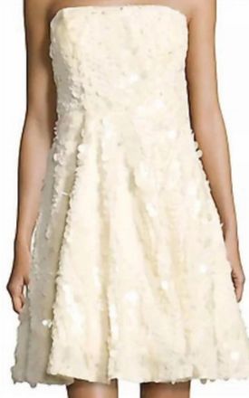 Nicole Miller Strapless Embellished Mini Dress In Blush/ivory