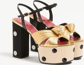 Valentino Garavani Sandalo Con Plateau Crasher Con Ricamo Plus De Pois 125Mm Donna ORO/NERO 35.5