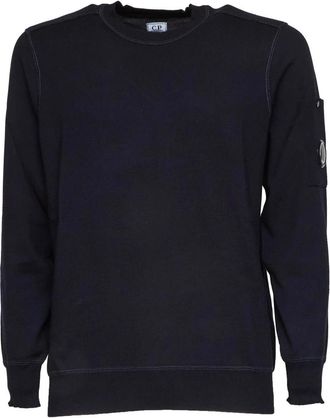 C.P. Company Ribgebreide Trui met Ronde Hals - Heren - Sweatshirts - Blauw - M - Katoen - Hoodies & sweatvesten