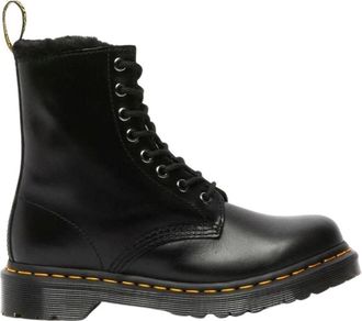Dr. Martens 1460 Serena Gevoerde Laarzen met Nepbont - Dames - Veterlaarzen - Zwart - 36 EU - Nepbont - Schoenen